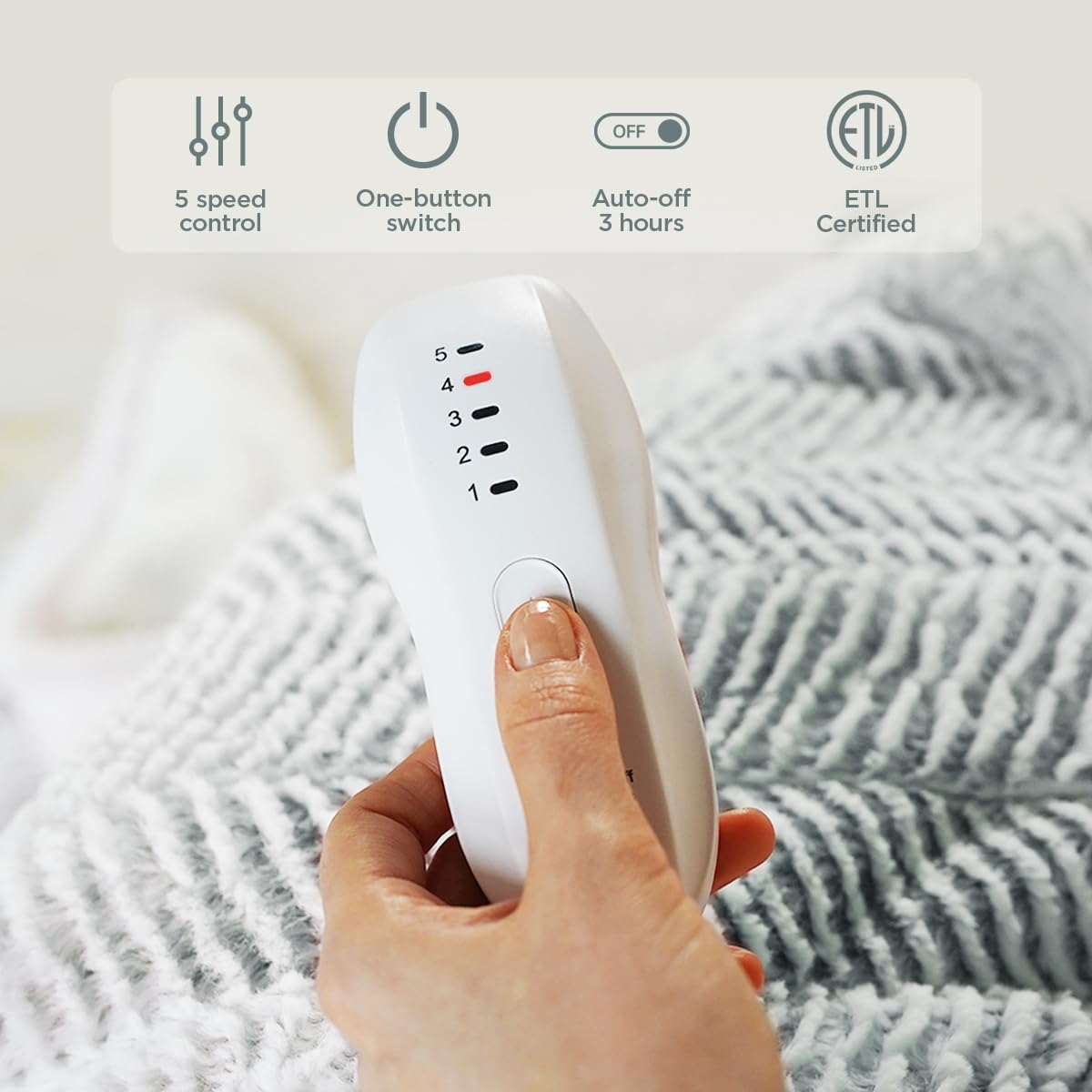 Templewet Heated Blanket Electric Blanket 50'' X 60'' - Cozy Soft Heated Throw With 5 Heating Levels & 3 Hours Auto Off,Machine