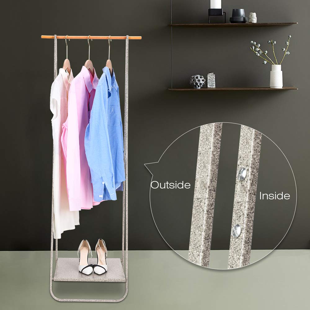 Jefee Narrow Clothes Rack Simple Garment Rack With Shelf 1-Tier Coat Clothing Organizer Storage For Hats Bags Shoe For Entryway