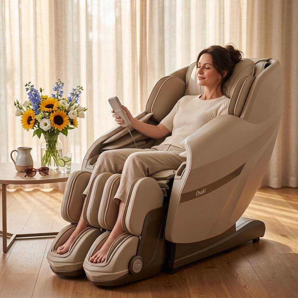 AI Solo Flex 4D Massage Chair, Zero Gravity Full Body Recliner (Taupe)