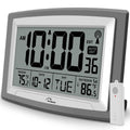 WallarGe Atomic Clock with Outdoor and Indoor Temperature - 12.5 Inch Self-Setting Digital Clock Large Display, Battery Operated