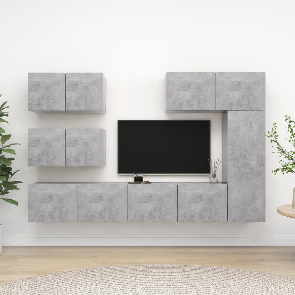 vidaXL TV Cabinet Set 6 Piece Home Living Room Furniture TV Stand HiFi Stereo Cabinet Media Unit Entertainment Center Concrete Gray Engineered Wood