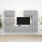 vidaXL TV Cabinet Set 6 Piece Home Living Room Furniture TV Stand HiFi Stereo Cabinet Media Unit Entertainment Center Concrete Gray Engineered Wood