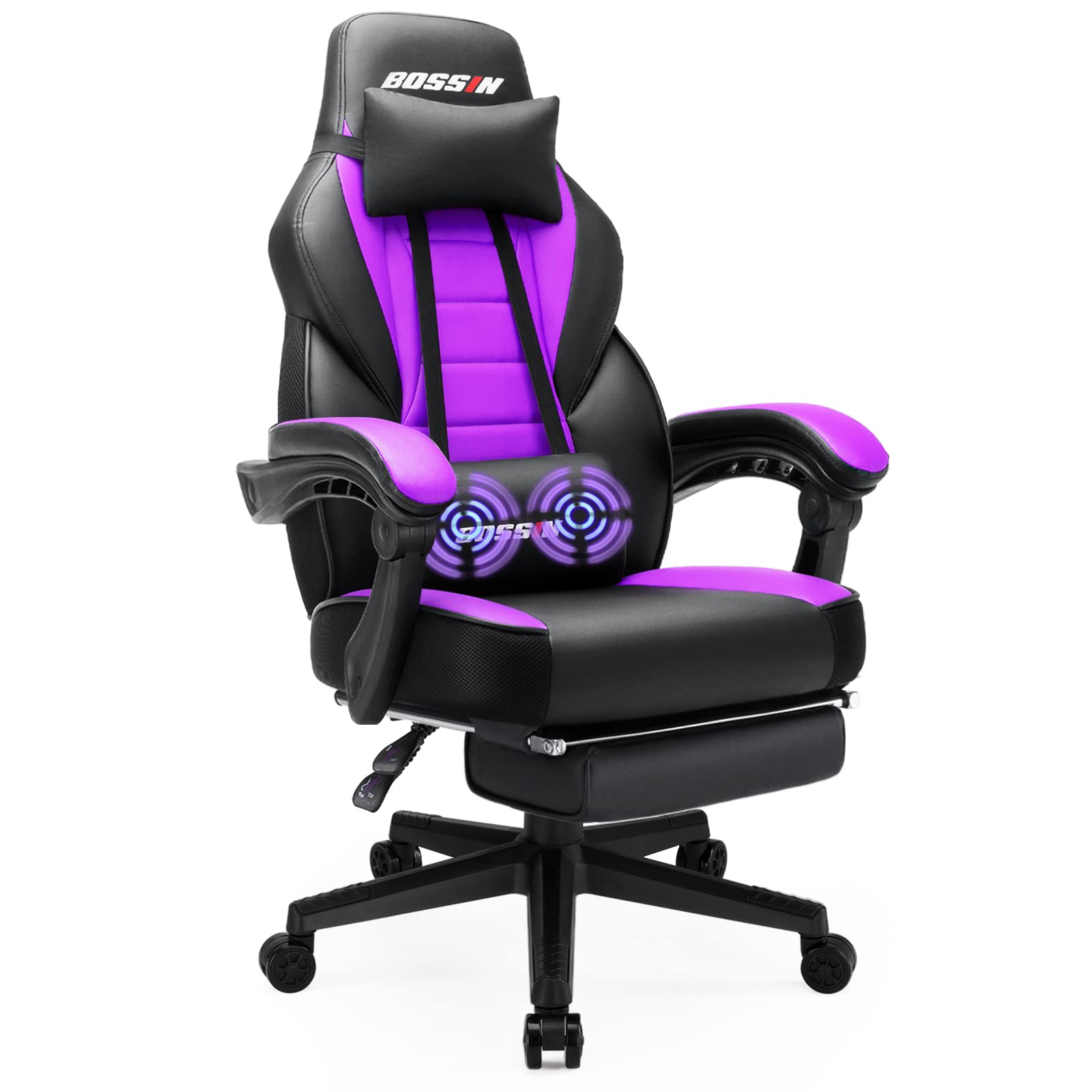 Lemberi Gaming Chairs For Adults,Ergonomic Video Game Chairs With Footrest,Big And Tall Gaming Chair 400Lb Weight Capacity, Racing Style Gaming Computer Gamer Chair With Headrest And Lumbar Support