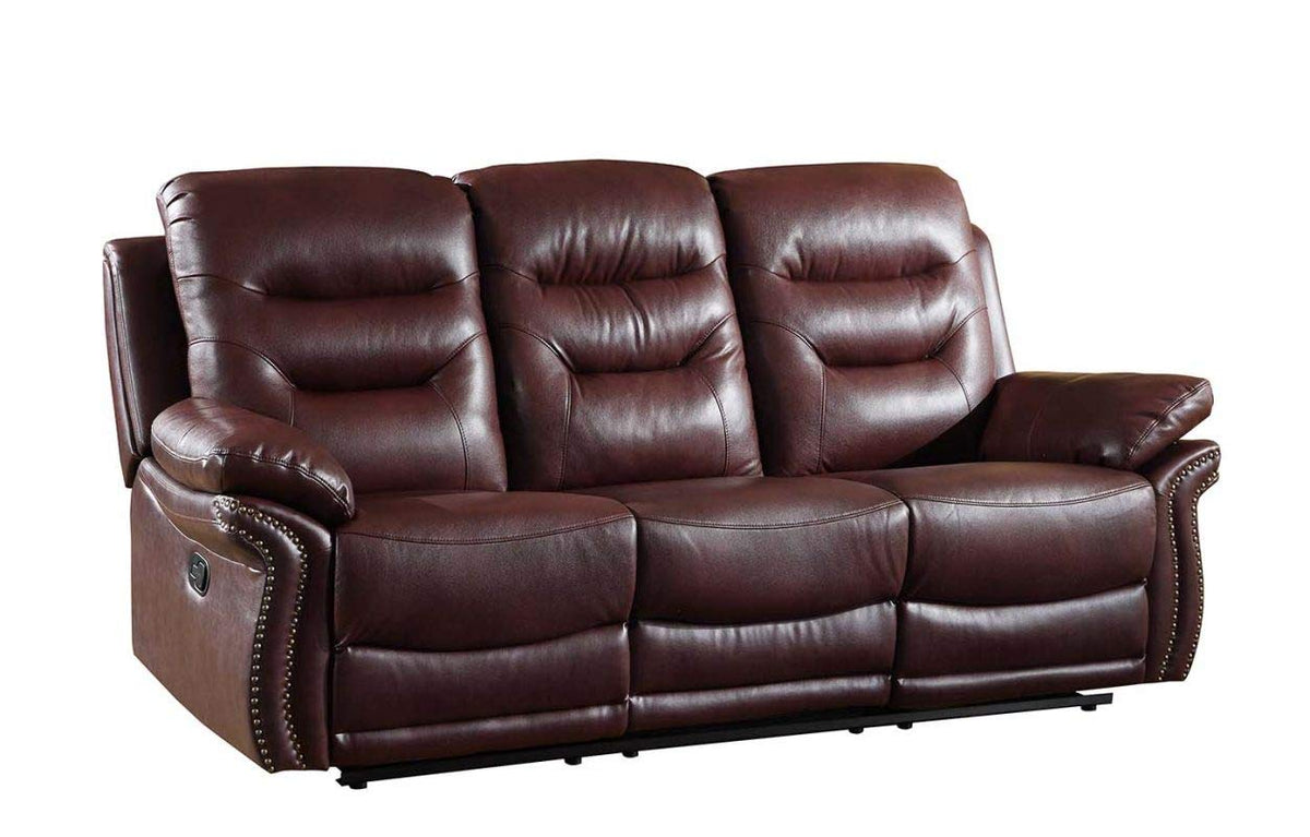 HomeRoots 44' Comfortable Burgundy Leather Sofa