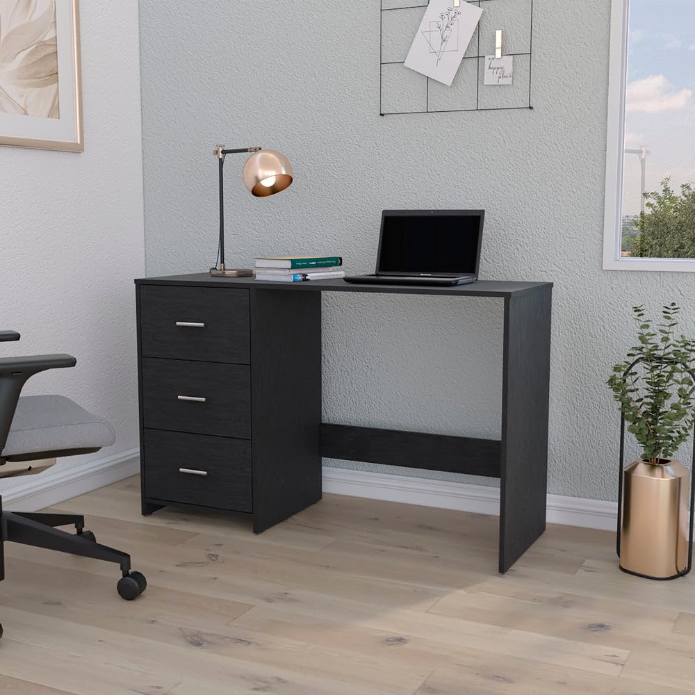 Writting Desk Riverside,Three Drawers - Black- Office