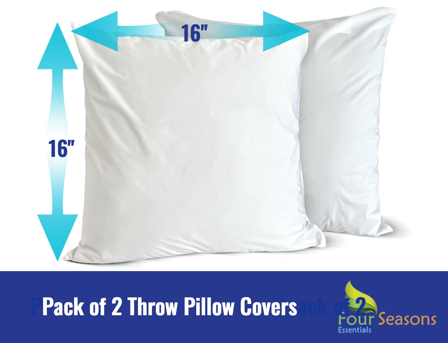 Euro Size Pillow Protectors (Set Of 2) - European Square 16X16 Pillow Covers Waterproof Hypoallergenic Dust Proof Zippered Encas