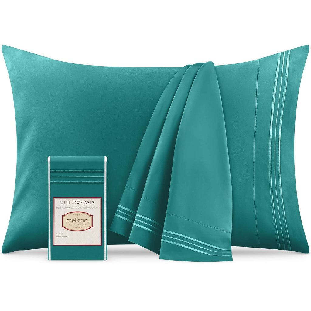 Mellanni Pillow Cases Standard Size Set Of 2 - Pillow Covers - Pillow Protector - Hotel Luxury Bedding Sheets & Pillowcases - Envelope Closure (Set Of 2 Standard/Queen Size 20' X 30', Teal)