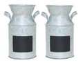Hosley Set of 2 Metal Chalkboard Milk can Decorative Vase-7.25 High