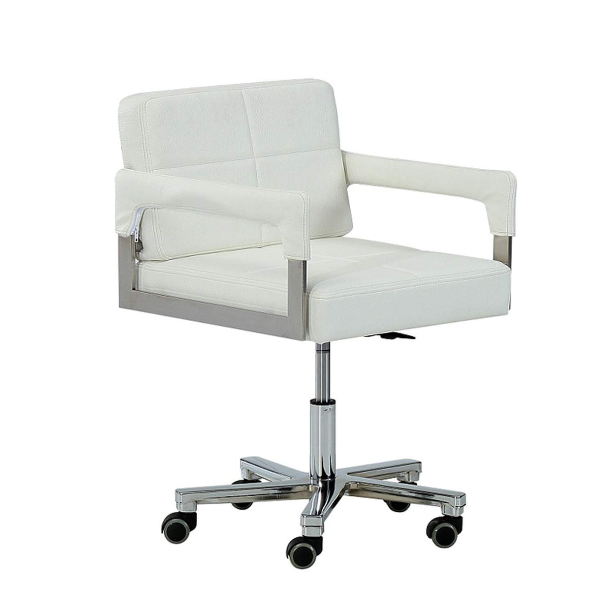 HomeRoots Bonded Leather, Bonded Le Modern White Bonded Leather Office Chair