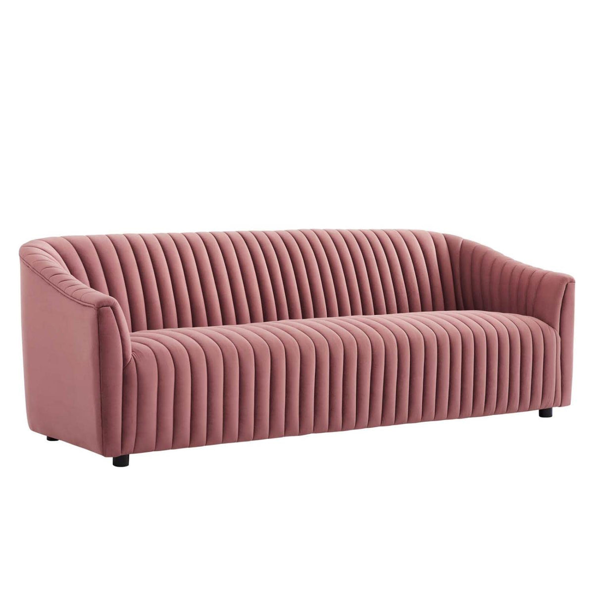 Modway Announce Velvet Channel Tufted Sofa With Dusty Rose Finish Eei-5053-Dus