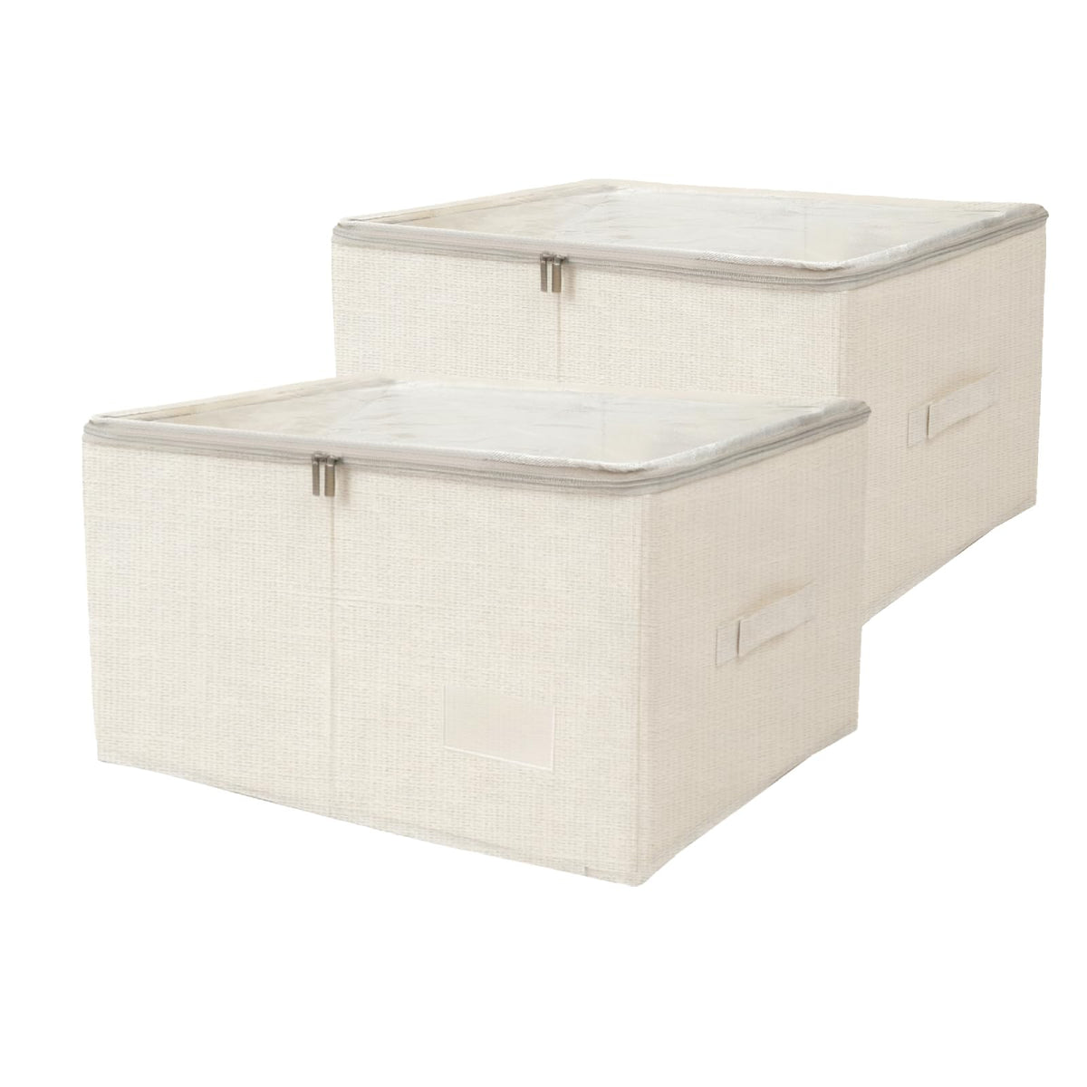 Pomodee Storage Bins with Lid,2 Pack Fabric Storage Boxes with Clear Window&Zipper,Closet Organizers and Storage Collapsible Bas