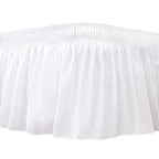 Biscaynebay Wrap Around Bed Skirts For Full & Full Xl Beds 11' Short Drop, White Adjustable Elastic Dust Ruffles Easy Fit Wrinkle Resistant Silky Luxurious Fabric Machine Washable