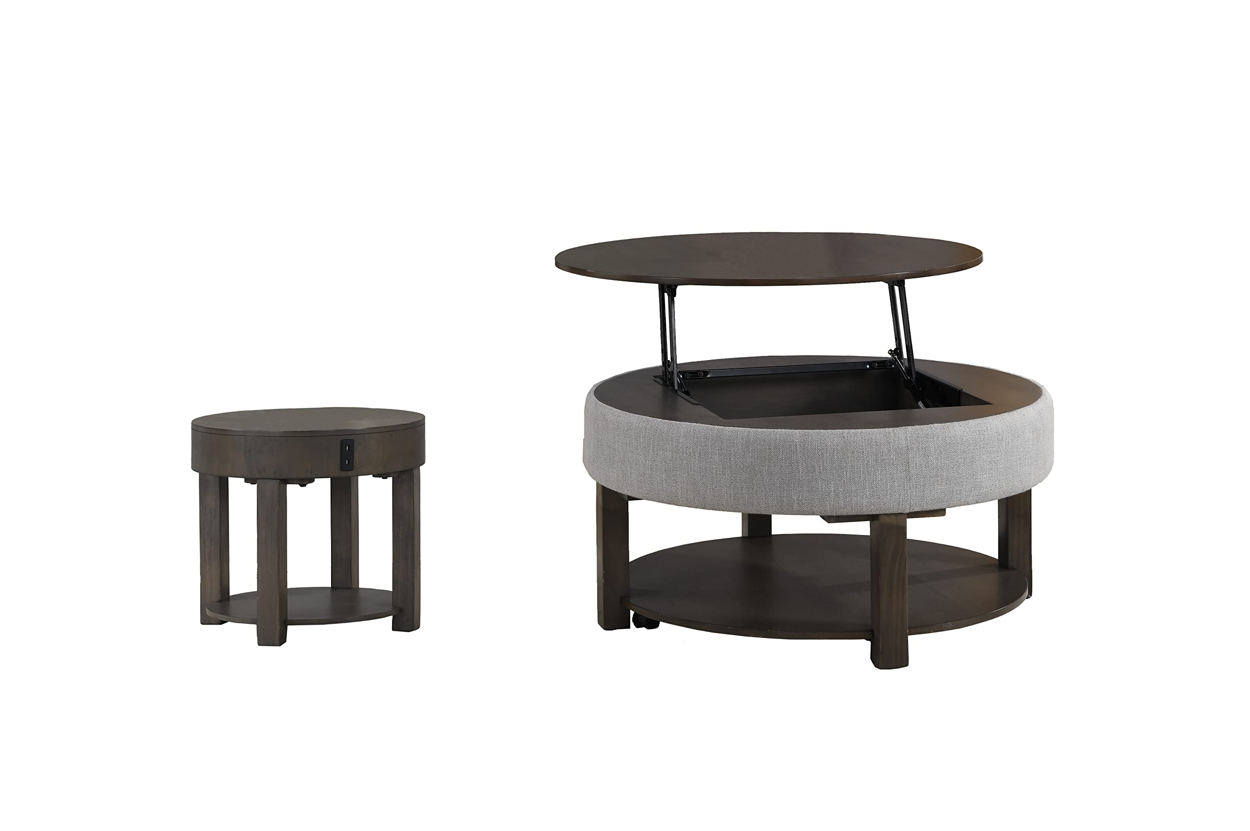 Lilola Home Jonah 2 Piece Light Brown MDF Lift Top Coffee and End Table Set