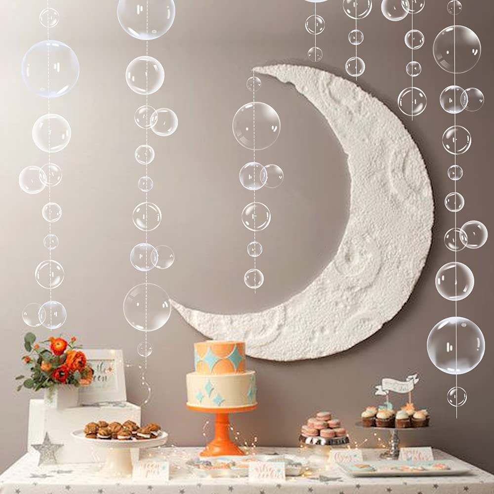 Transparent Bubble Garlands Mermaid Party Decoration Colored Blue Flat Cutouts Hanging Streamer for Birthday Baptism Wedding Oce