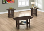 Monarch Specialties 7924P Table, 3pcs Set, Coffee, End, Side, Accent, Living Room, Laminate, Brown, Transitional Set-3Pcs Espresso, 35.5' L x 21.5' W x 16.25' H, Cappuccino