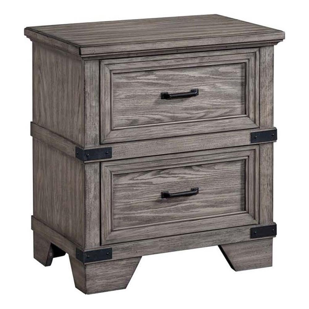 Intercon Forge Nightstand with 2 Drawers, Brushed Steel Bedside Tables