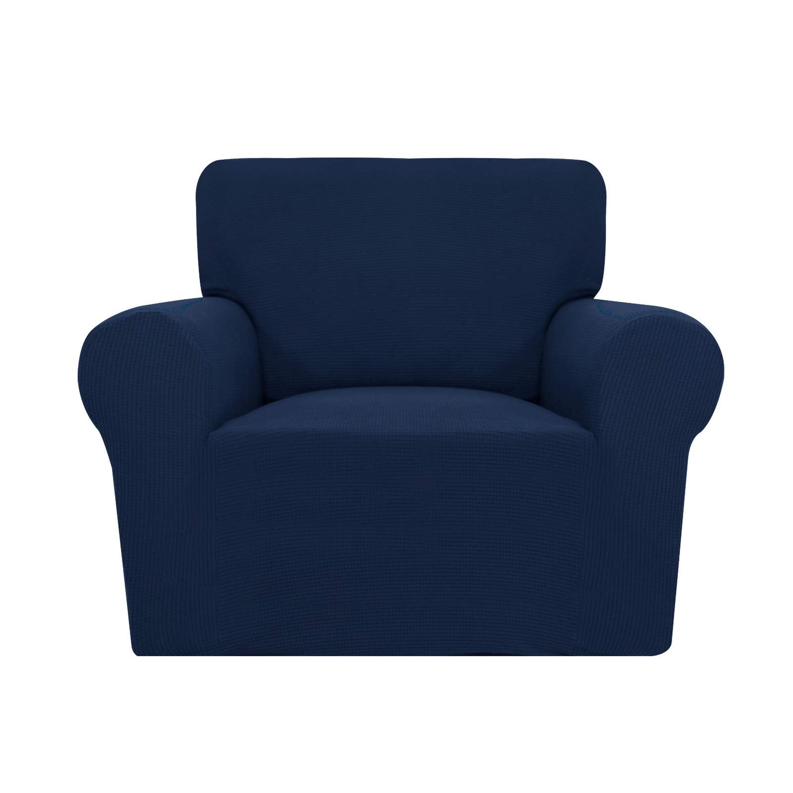Purefit Stretch Chair Sofa Slipcover – Spandex Jacquard Non Slip Soft Couch Sofa Cover, Washable Furniture Protector With Non Skid Foam And Elastic Bottom For Kids (Chair, Navy)