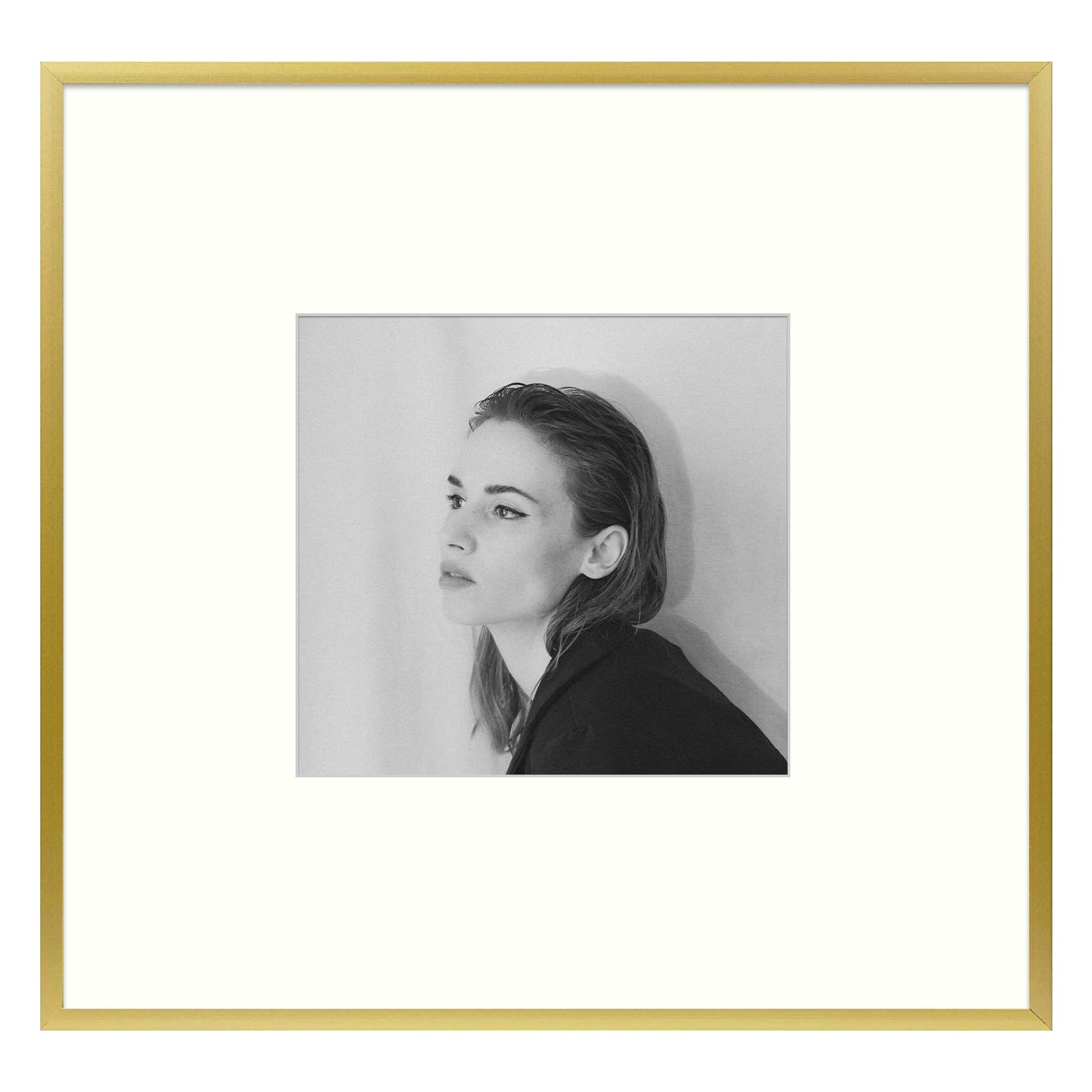 Golden State Art, 8x8 Aluminum Picture Frame with Ivory Color Mat for 4x4 Square Photo - Sawtooth Hangers, Spring Clips - Wall M