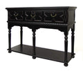 Benjara 3 Drawer Console Table With X Shaped Design And Bun Feet, Black