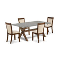 East West Furniture X797Mzn32-5 5 Piece Dining Set Includes A Rectangle Dining Room Table With X-Legs And 4 Light Beige Linen Fabric Upholstered Parson Chairs, 40X72 Inch, Multi-Color