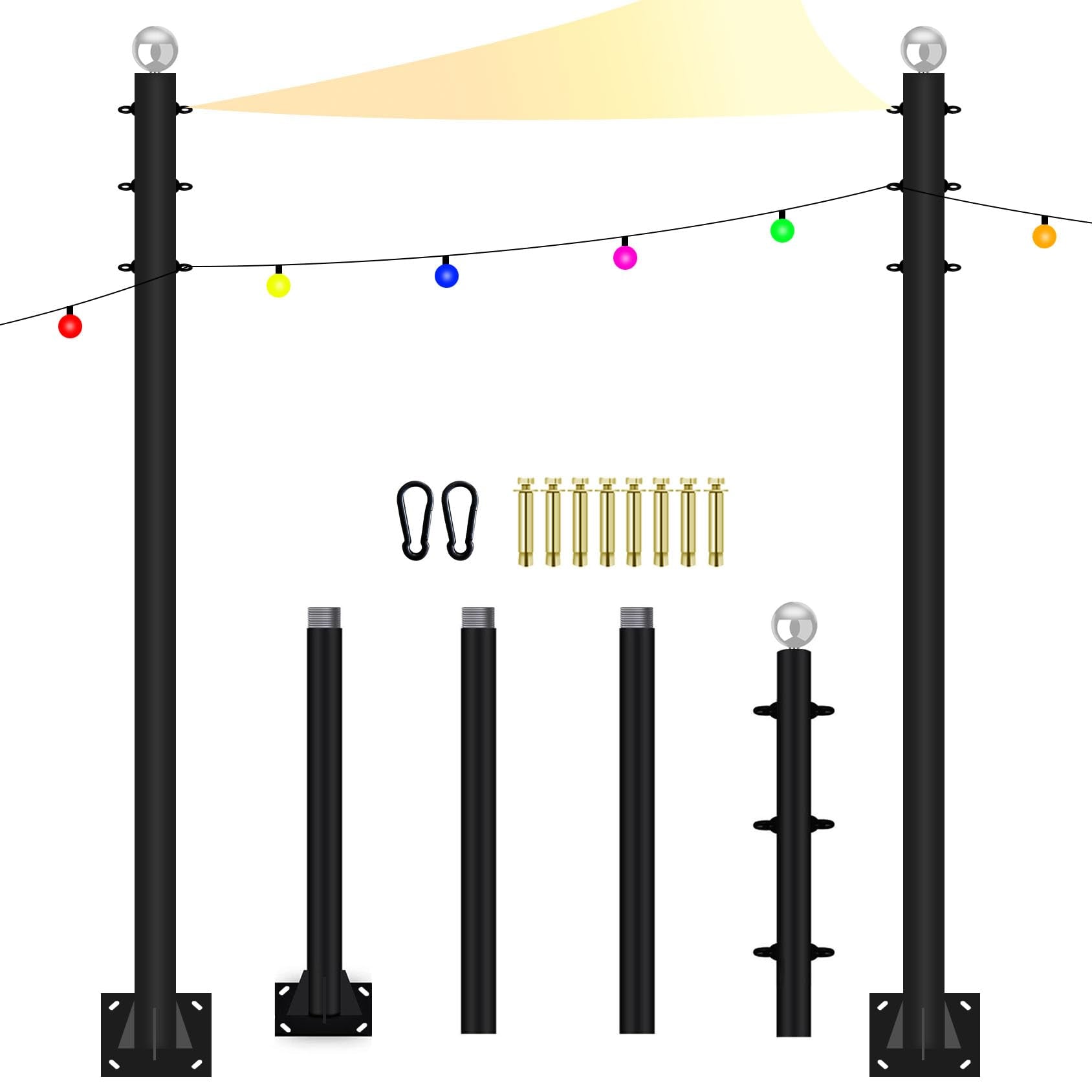 Sun Shade Sail Poles 10FT Outdoor Shade Sail Pole Kit Heavy Duty Steel Post Support Awning Canopy for Deck Patio Outside Backyar