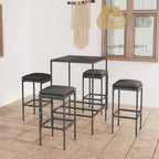 vidaXL 5 Piece Patio Bar Set in Poly Rattan - Gray Color with Cushions - Stylish Design - Durable - Tempered Glass Top Table - Weather-Resistant - Easy to Maintain - Great for Outdoor Use