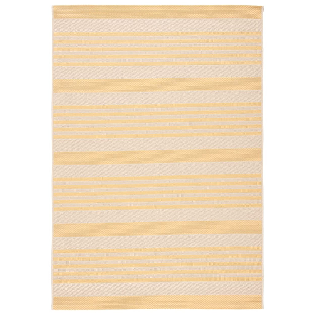 SAFAVIEH Courtyard Collection Area Rug - 5'3'' x 7'7'', Gold & Beige, Nautical Coastal Stripe Design, Non-Shedding & Easy Care, 