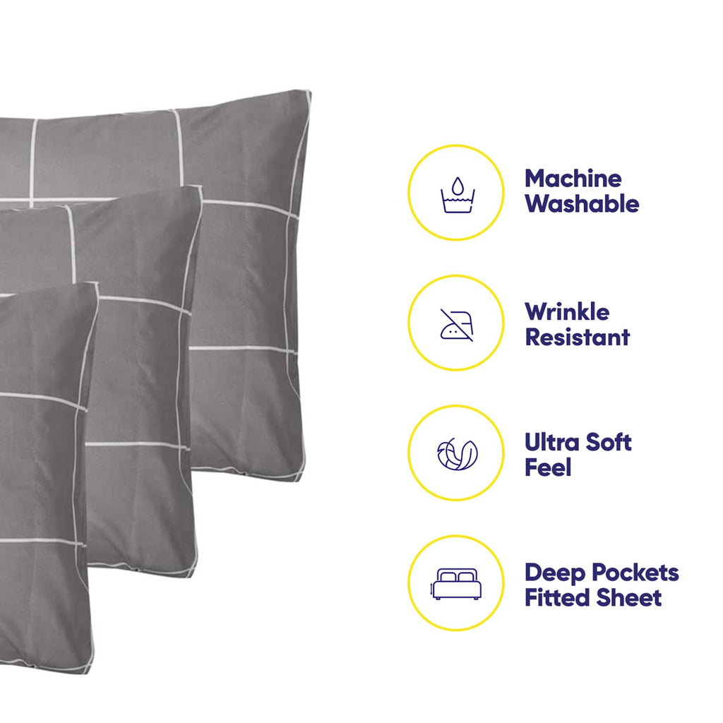 Full Size Bed Sheets - 6 Piece 1500 Supreme Collection Fine Brushed Microfiber Deep Pocket Full Sheet Set Bedding - 2 Extra Pillow Cases, Great Value, Full, Window Pane Gray