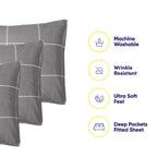 Full Size Bed Sheets - 6 Piece 1500 Supreme Collection Fine Brushed Microfiber Deep Pocket Full Sheet Set Bedding - 2 Extra Pillow Cases, Great Value, Full, Window Pane Gray