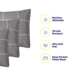 King Size Bed Sheets - 6 Piece 1500 Supreme Collection Fine Brushed Microfiber Deep Pocket King Sheet Set Bedding - 2 Extra Pillow Cases, Great Value, King, Window Pane Gray