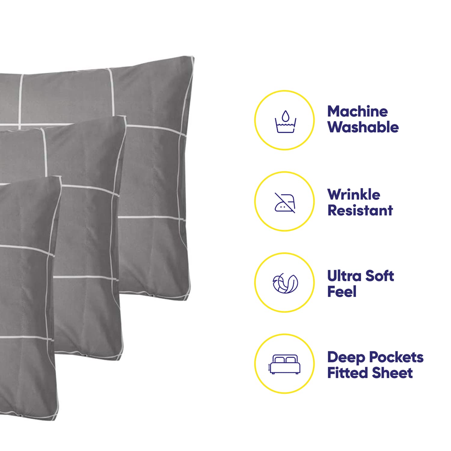 King Size Bed Sheets - 6 Piece 1500 Supreme Collection Fine Brushed Microfiber Deep Pocket King Sheet Set Bedding - 2 Extra Pillow Cases, Great Value, King, Window Pane Gray