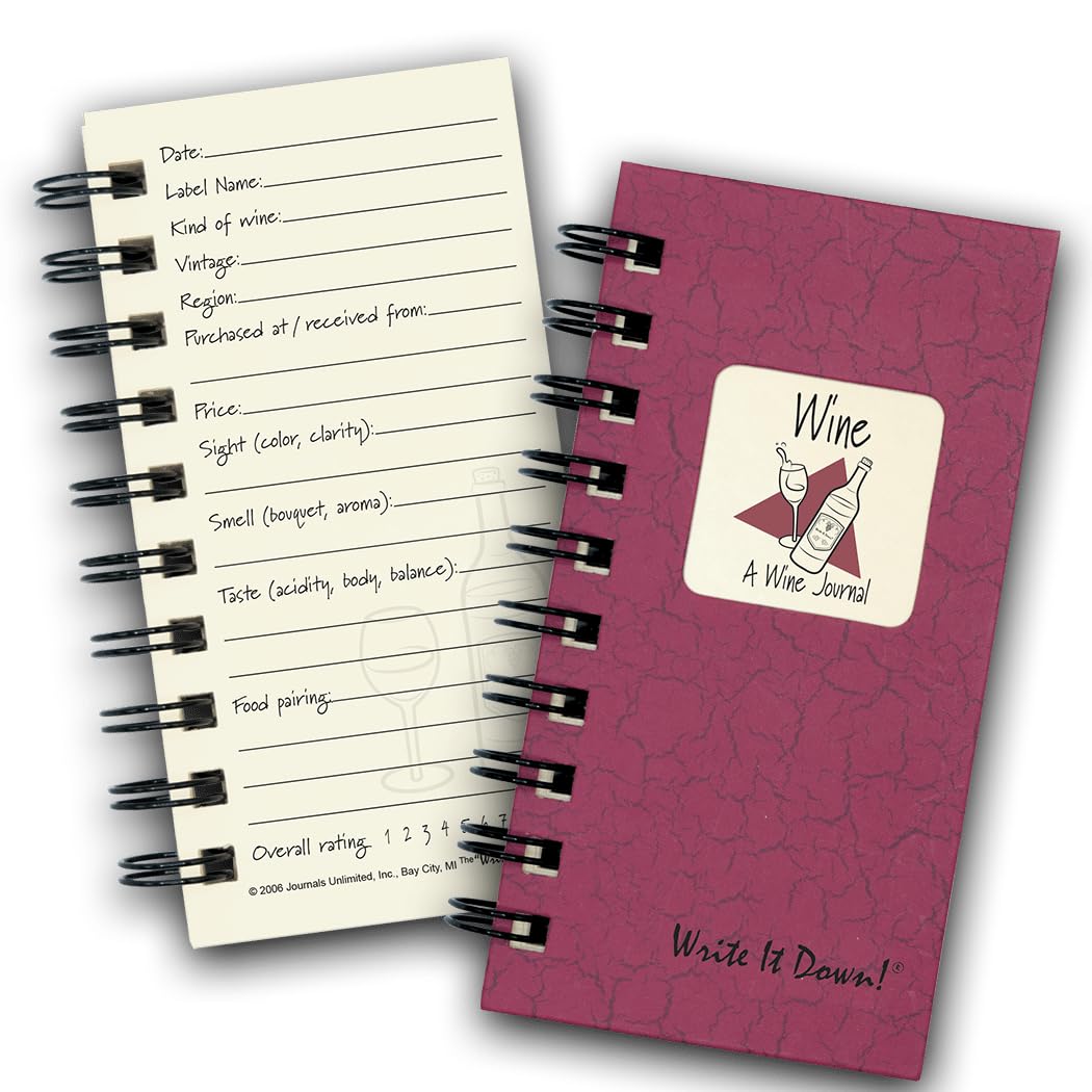 Write It Down Series By Journals Unlimited, Guided Journal, Wine, A Wine Journal, Mini-Size 3   X5.5   , Cranberry Hard Cover, M