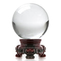 Amlong Crystal 3 inch (80mm) Clear Crystal Ball with Redwood Lion Resin Stand and Gift Box for Decorative Ball, Lensball Photogr