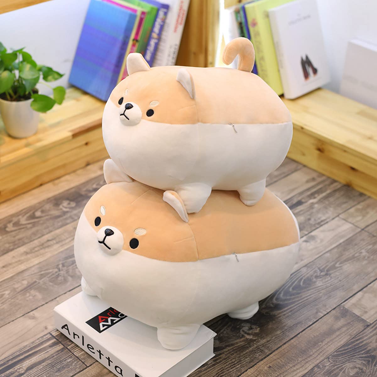 Ehotong Shiba Inu Dog Plush Pillow, Corgi Stuffed Animal Plush Toy Hug Pillow Gifts For Girl Boy (Brown, 11.8In)