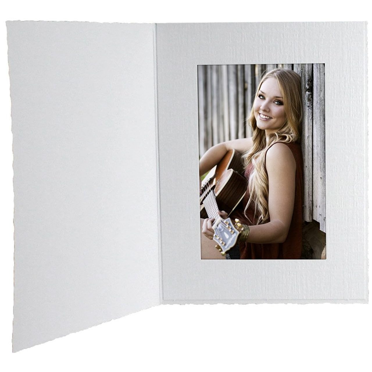 White Cardboard Portrait Photomount Folder 5x7 Frame w/plain border sold in 25s - 5x7