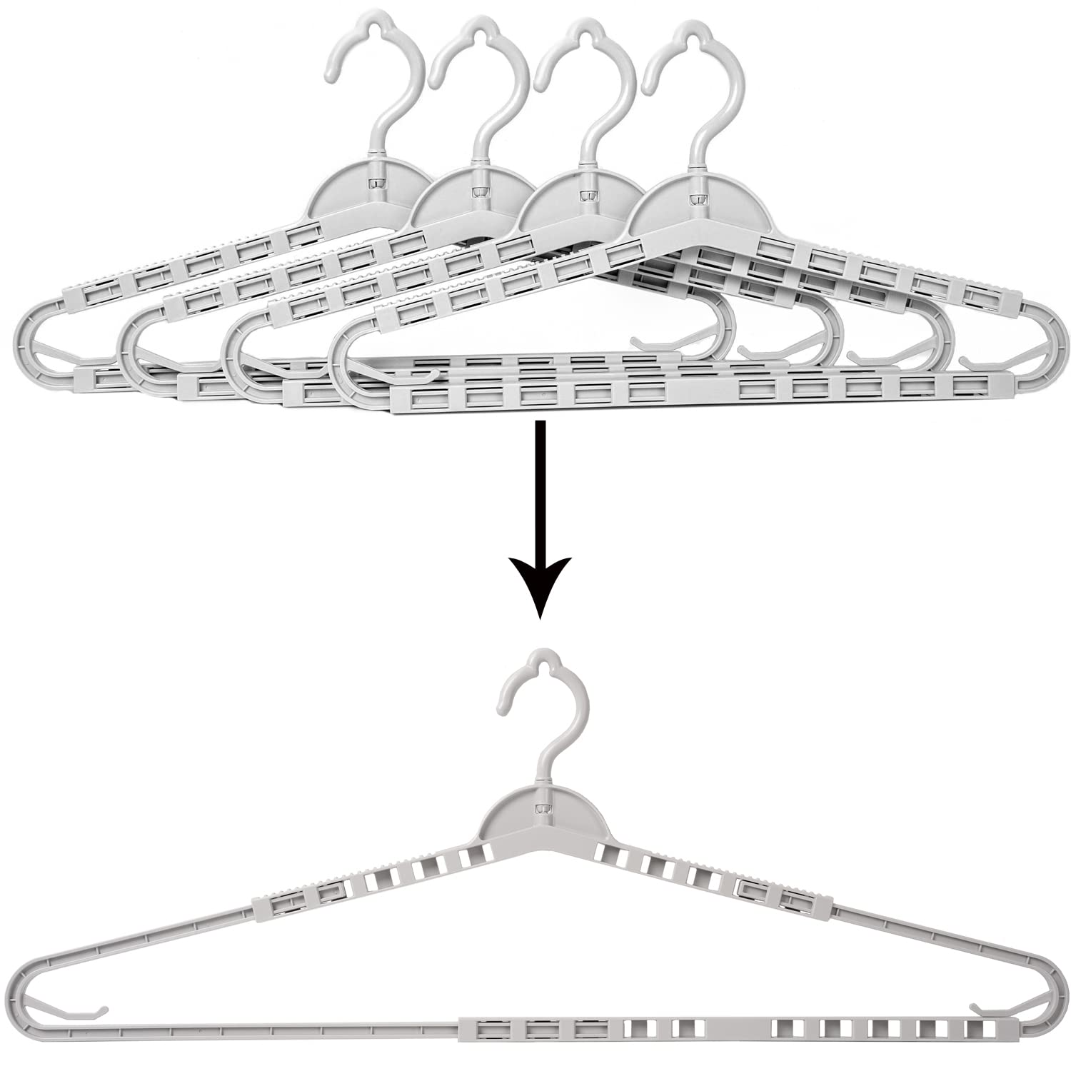 Foshine 4 Pack Extra Large Hangers Big Clothes Hangers Enlarge Adjustable Shoulder 16.5-26 Drying Hanger Sturdy for Wide Polos T