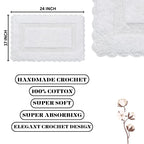 Bath Mat Rug 17''X24'' White, 100% Pure Cotton, Super Soft Bath Rugs, Plush & Absorbent, Hand Tufted Heavy Weight Construction,