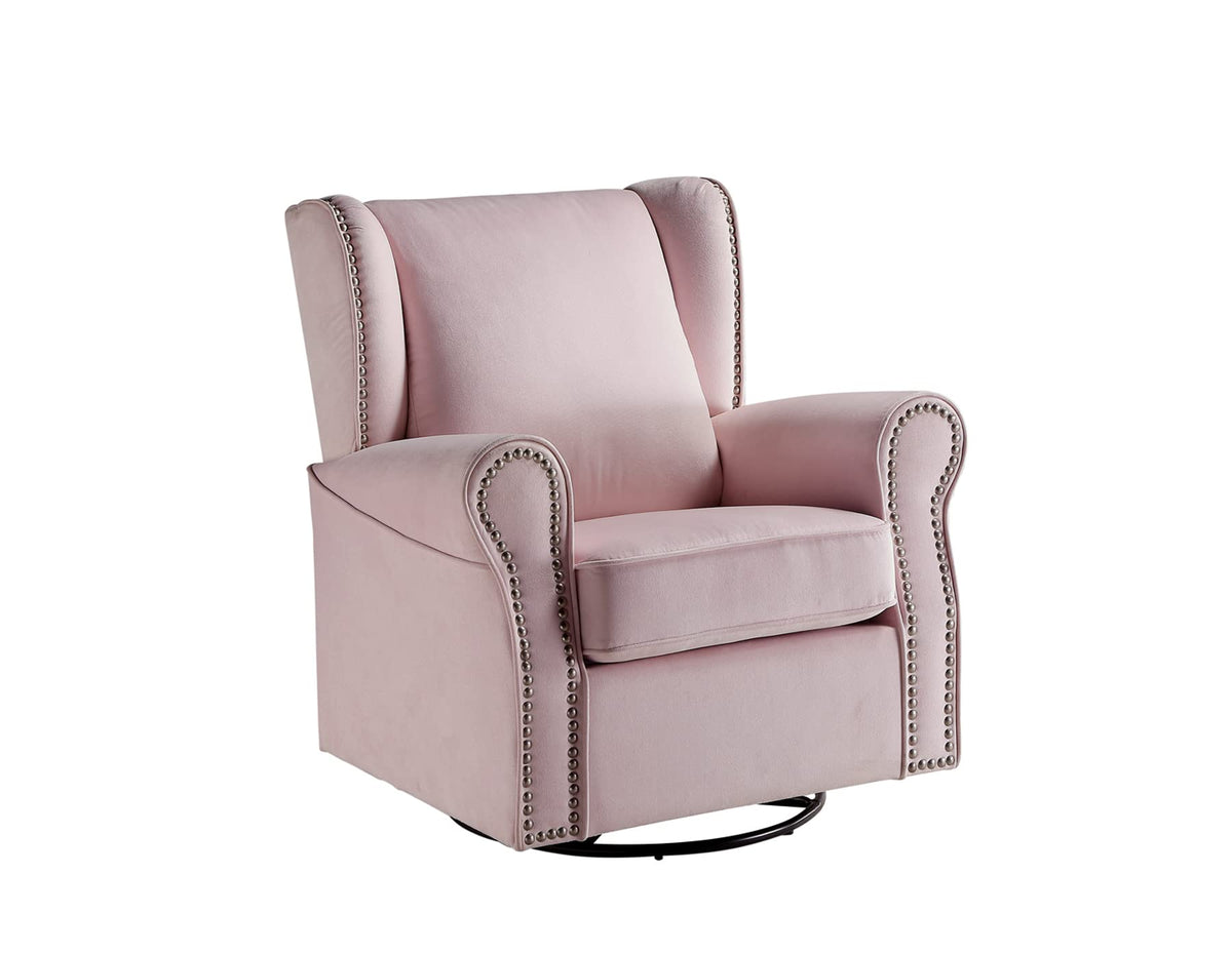 simple relax Pink Swivel Chair with Glider