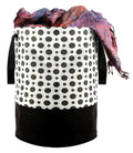 STORE MORE Round Canvas Black & White Polka Dot 45 L Laundry Bag/Hamper Durable Collapsible Laundry Storage Basket for Dirty Clo
