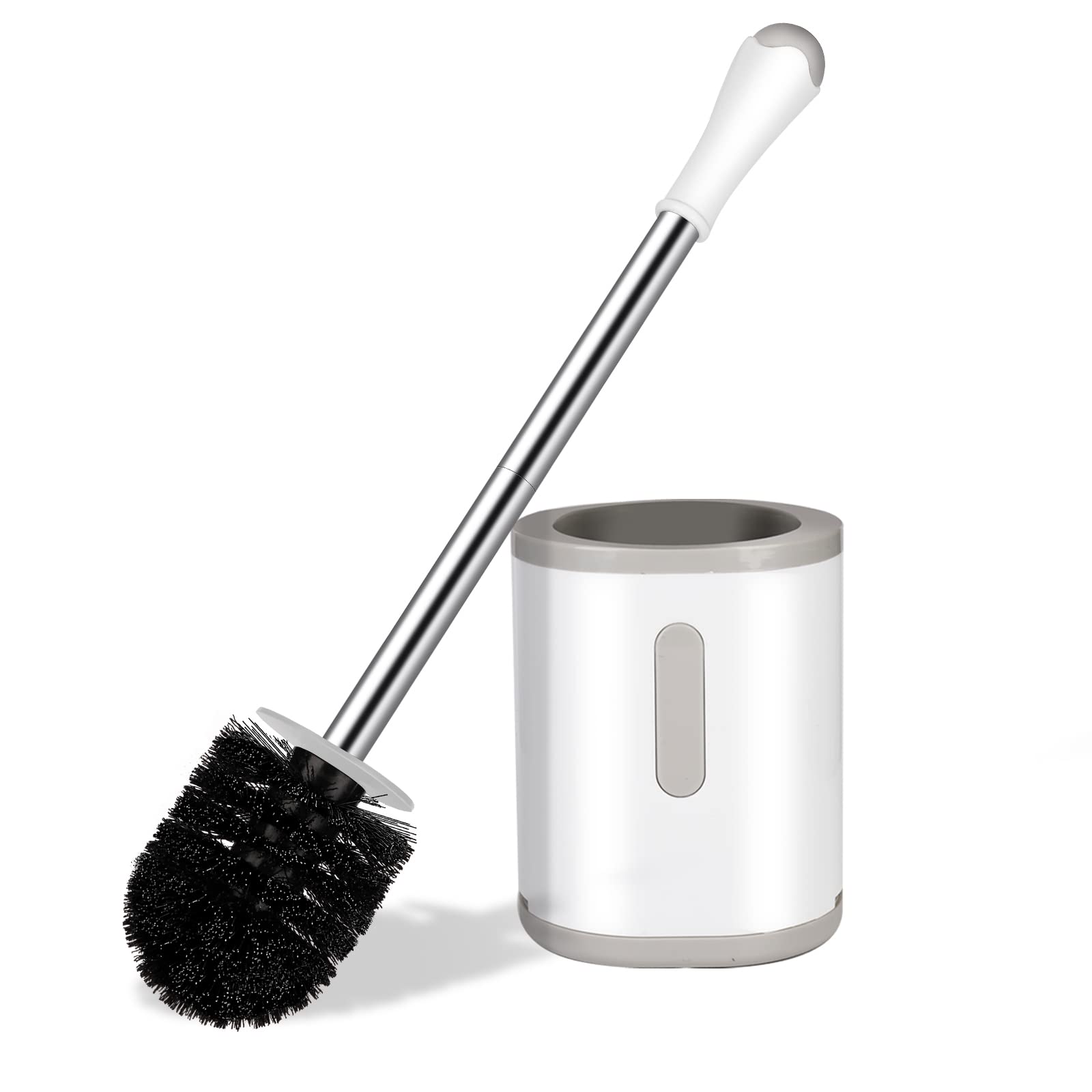 AONEZ Compact Toilet Brush & Holder, Stainless Steel Handle, Space Saving for Storage, Deep Cleaning, Drip-Proof, Easy to Assemb