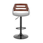 HomeRoots Metal/Plywood/Faux Leather Gray Faux Leather & Walnut Wood Adjustable Bar Stool