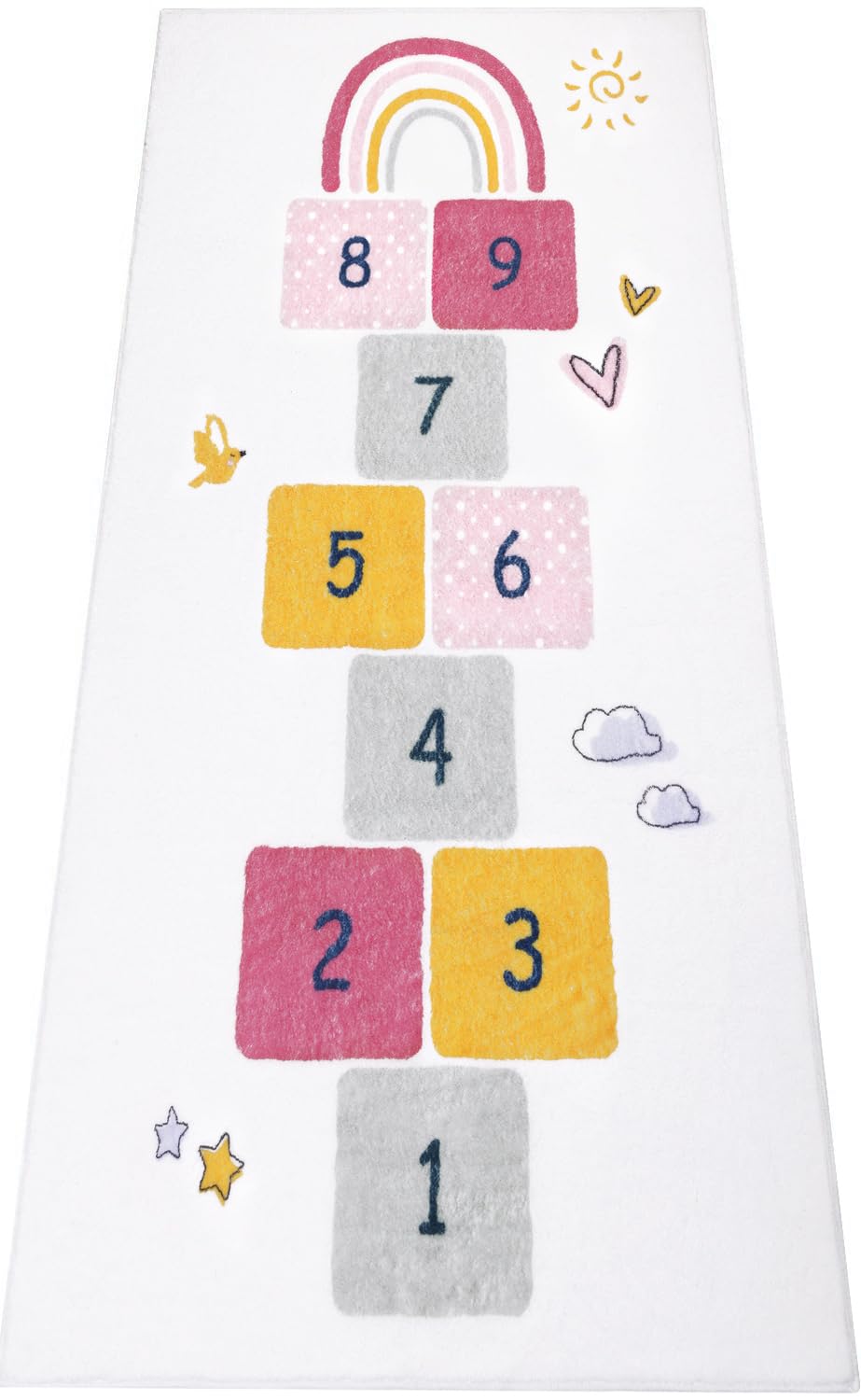 Hiiarug Hopscotch Kids Rug 3'X5' Fun And Educational Playroom Rug Soft Durable Rainbow Floor Carpet Kids Play Mat For Bedroom, P