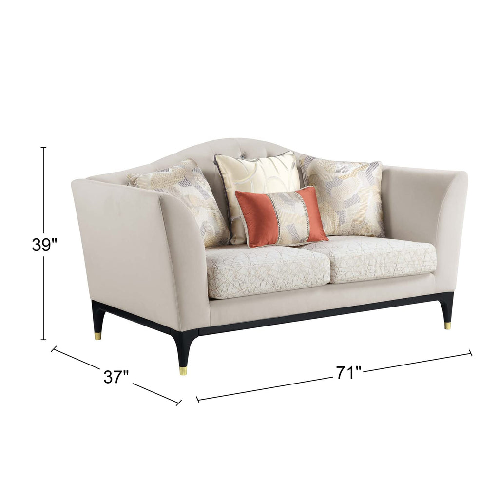ACME Furniture Upholstered Loveseat with Button Tufted in Beige