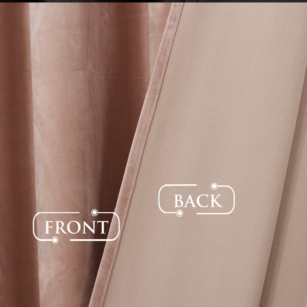 Stangh Blush Velvet Curtains 108 Inches - Softness Velvet Fabric Kids Room Curtain Panels Room Darkening Curtains Set For Bedroo