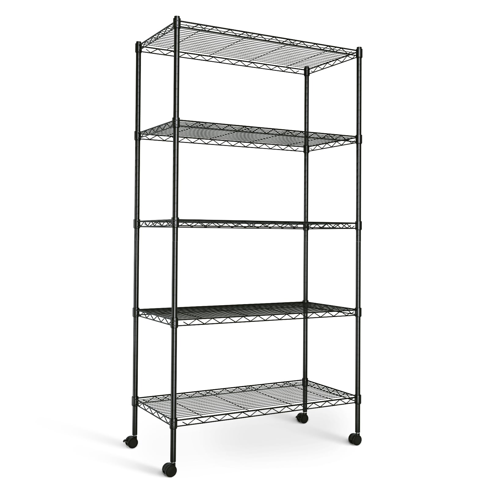 Simple Deluxe 5-Tier Storage Shelves, 29.92 W x 13.78 D x 65 H Adjustable Heavy Duty Wire Shelving, 1250 Lbs Loading Capacity, B