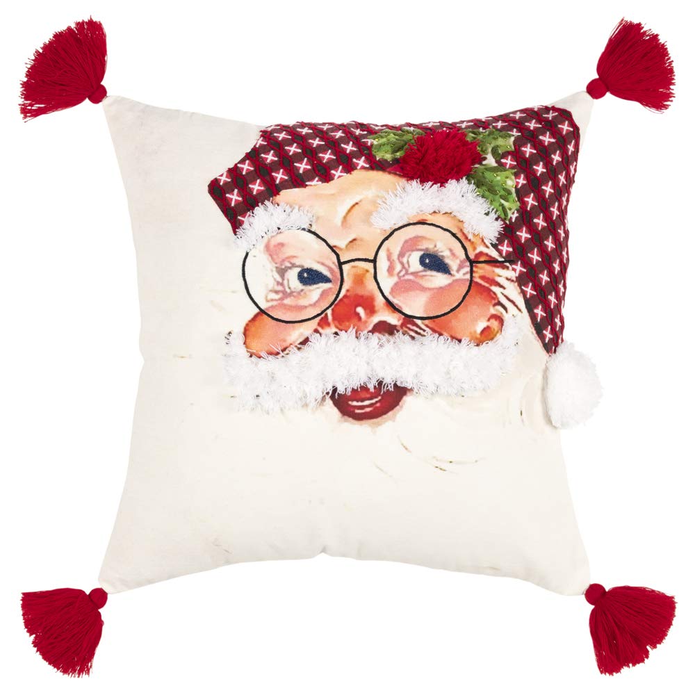 Rizzy Home Santa 20&quot; x 20&quot; Cotton Duck Pillow Cover in Red