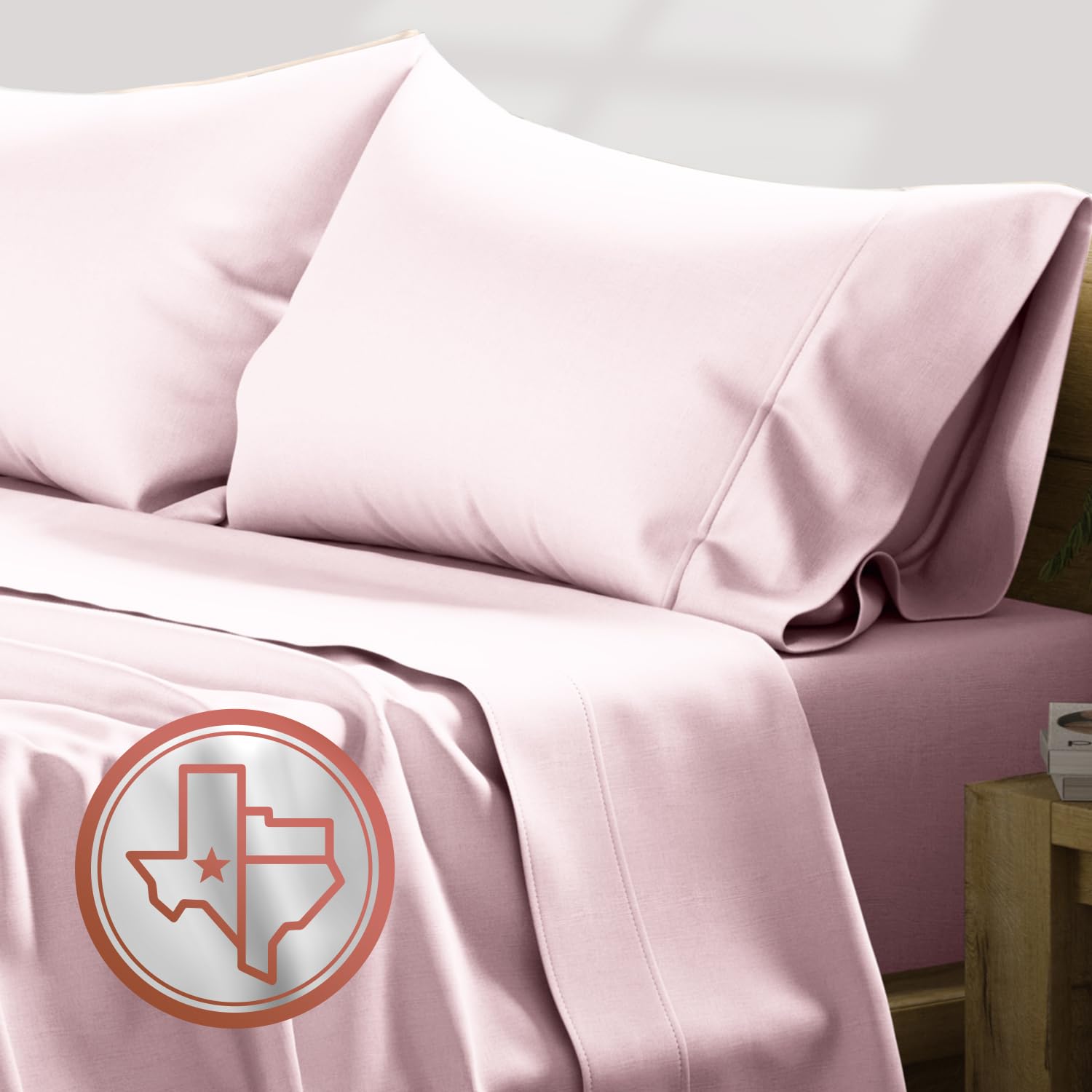Texas Linen Co. 100% Egyptian Cotton Sheets - 600 Thread Count 4 Pc California King Size Sheet Set, Soft, Cooling, High Thread C