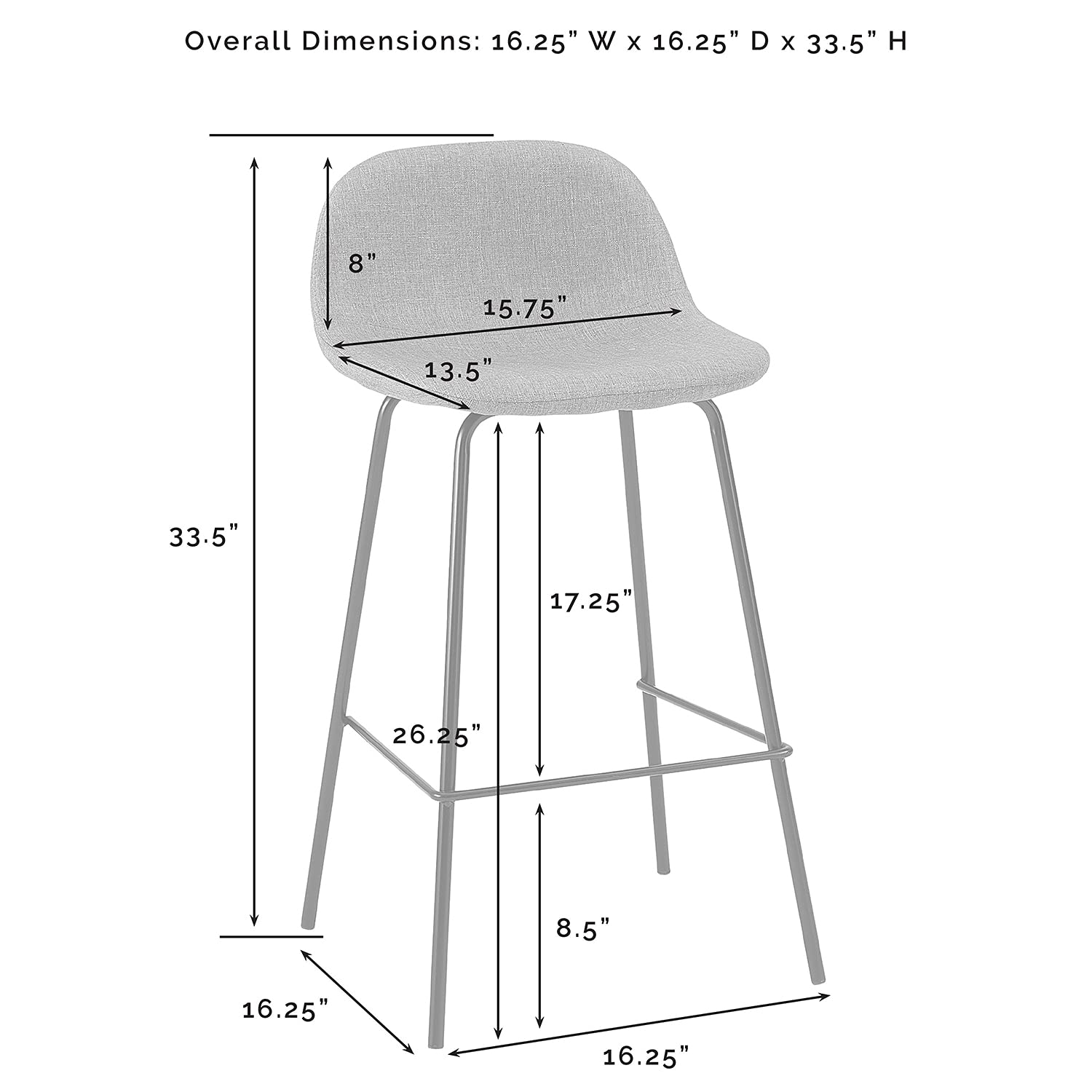 Crosley Furniture CF501725-OL Riley Counter Stool (Set of 2), Oatmeal/Matte Black