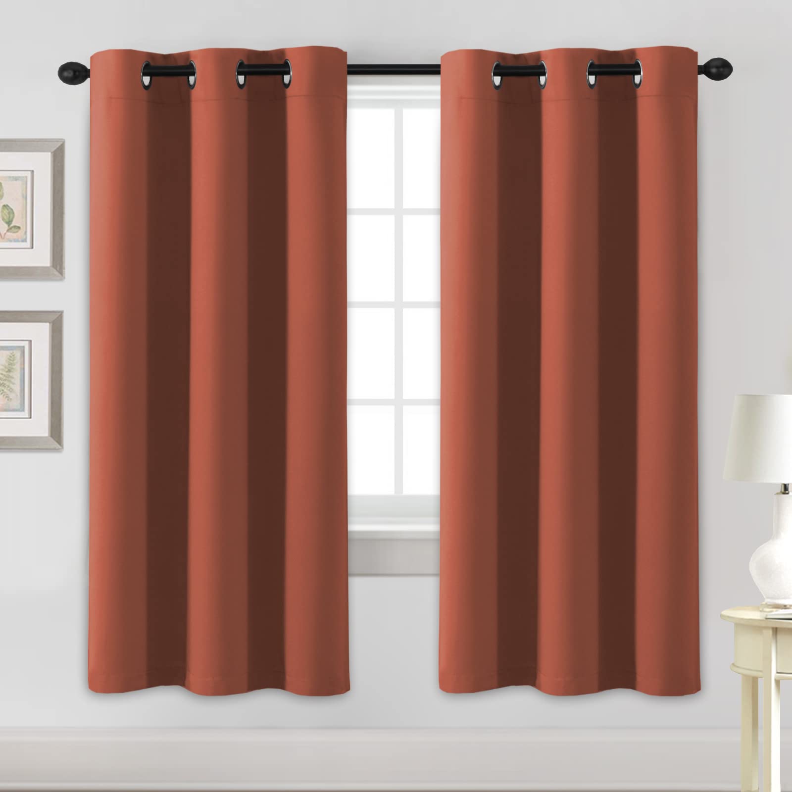 H.Versailtex Blackout Curtains For Bedroom Thermal Insulated Room Darkening Living Room Curtains 72 Inch Long Grommet Privacy Protection Window Curtain Panels/Drapes For Nursery,2 Panels,Orange