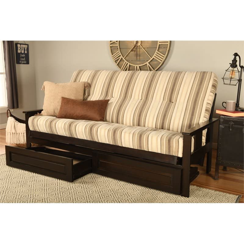 Kodiak Furniture Monterey Espresso Storage Wood Futon with Parma Gray Mattress